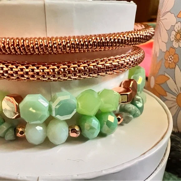 BP Green and Rose Gold Bracelet Set - Picture 4 of 5